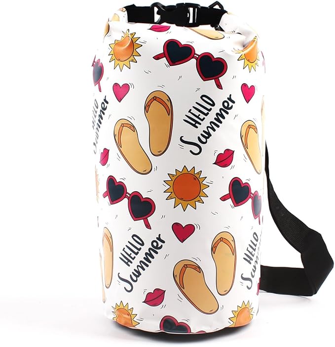 Dry Bag Waterproof,10L Roll Top Backpack Floating Dry Bag for Kayaking Boating Swimming Hiking Camping Outdoor Activities,White Summer