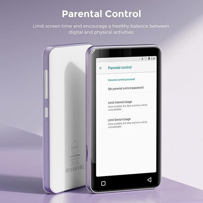 innioasis 80GB MP3 Player with Bluetooth and WiFi, MP3 Player for Kids with Spotify, Spotify Kids, Pandora, Audible, 4.0" Touch Screen Music Player with Parental Controls, Up to 1TB (White+ Purple)