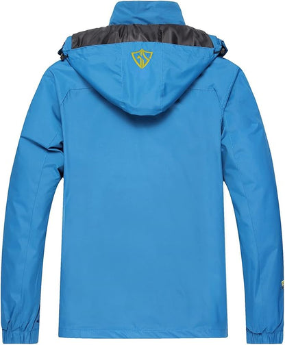 GIISAM Mens Windproof Jacket Waterproof Lightweight Mountain Sport Jacket for Men Hooded Windbreaker Raincoat