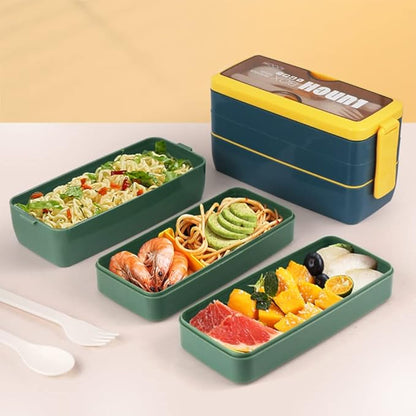 Iteryn Bento Box Lunch Box, 3-In-1 Compartment Containers - Wheat Straw, Leakproof Eco-Friendly Stackable Bento Lunch Box Meal Prep