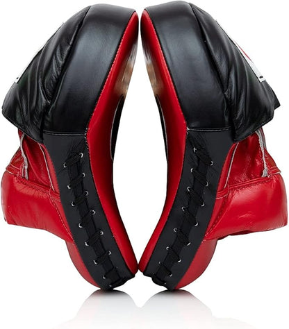 Fairtex FMV9 Contoured Focus Mitts |Striking Accuracy & Protection for Boxing, Muay Thai, Kickboxing |Ergonomic Design, Soft Padding, Secure Fit Leather