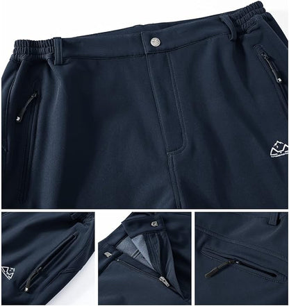 Gopune Men's Snow Ski Waterproof Softshell Pants Outdoor Windproof Warm Hiking Insulated Pants