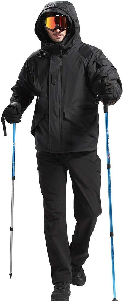 FREE SOLDIER Men's Outdoor Softshell Fleece Lined Cargo Pants Snow Ski Hiking Pants with Belt