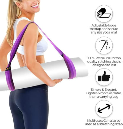 Yoga Mat Carrier Strap | Adjustable Mat Holder Sling for Carrying Mats | Thick & Comfy Texture | Yoga Mat Strap