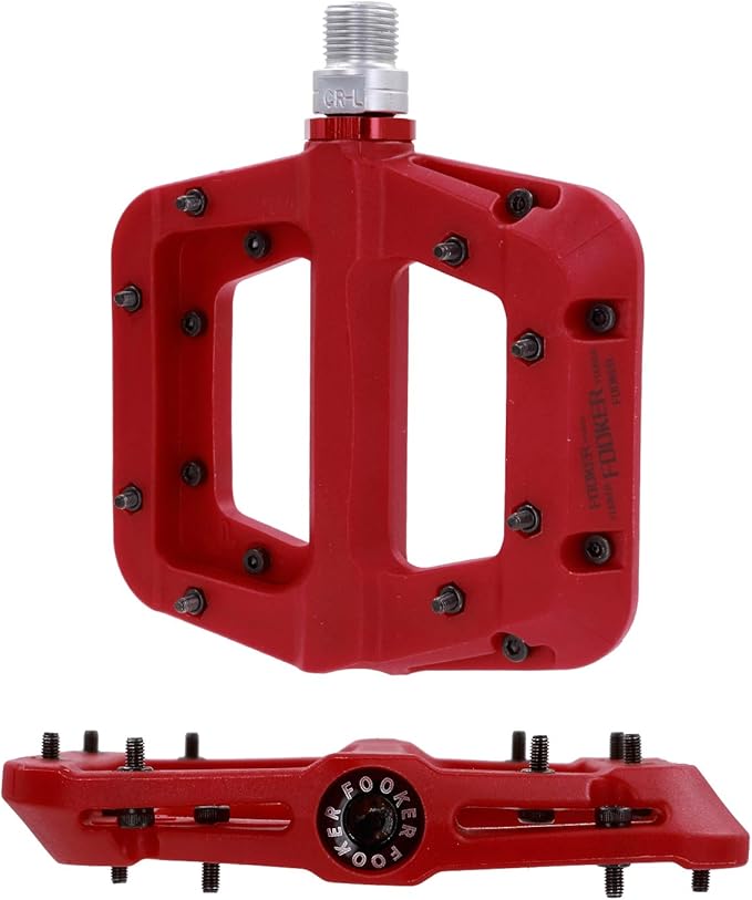 FOOKER MTB Pedals Mountain Bike Pedals 3 Bearing Non-Slip Lightweight Nylon Fiber Bicycle Platform Pedals for BMX MTB 9/16"