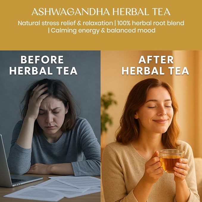 BlendArt Teas - Ashwagandha Root TeaBags - 50 Count - Pyramid Tea Bag |Ancient Adaptogen Superfood for Men and Women | Helps in Relive Stress | Promote Cleansing & Wellness | Caffeine Free | Ziplock Pouch