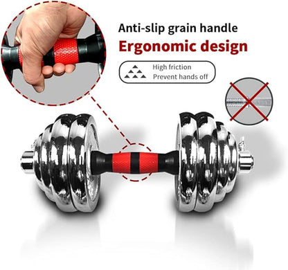 Adjustable Dumbbell Set With 3 in 1 Dumbbell Barbell Metal Connecting Rod, Chromed Weights, Hardcover Gift Box, Adjustable Weight Sets up to 44lbs/66lbs/110lbs, Home Gym Exercise Training Equipment