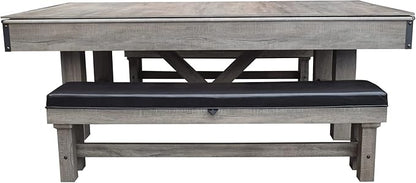 Hathaway Logan 7-ft Pool Table Combo Set with Benches - Rustic Gray with Blue Felt, Barnwood