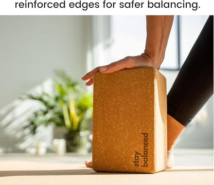 Premium Cork Yoga Blocks - Extra Large Yoga Block 2-Pack or Extra Tall 1-Pack for Inflexible Yogis | Natural, High-Density Cork for Superior Support & Stability | Optional Yoga Strap & Gift Box