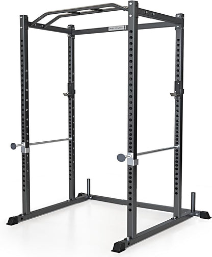 Iron Crush i200 Power Rack – Multi-Function Squat Rack with Solid Safety Bars and J-Hooks – Optional LAT Pulldown, Landmine Attachments - Home Gym Power Cage Bench Rack (Power Rack Only)