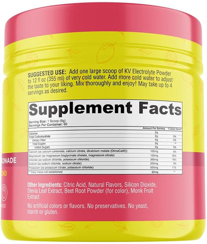 Keto Vitals Electrolytes Powder - Sugar Free Keto Electrolytes Powder with Potassium, Magnesium, Sodium, & Calcium - No Sugar Electrolyte Drink Mix & Hydration Powder, 60 Servings, Raspberry Lemonade