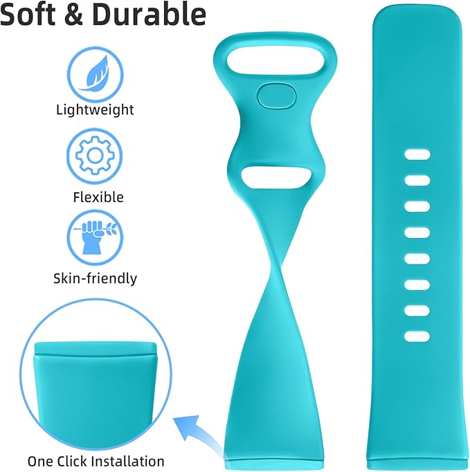Getino Compatible with Fitbit Sense 2/ Sense Bands/Versa 4/ Versa 3 Bands Women Men, Silicone Sport Accessories, Band for Fitbit Sense/Sense 2/ Versa 4/ Versa 3 Watch, Small Black/Plum/Rose/Teal