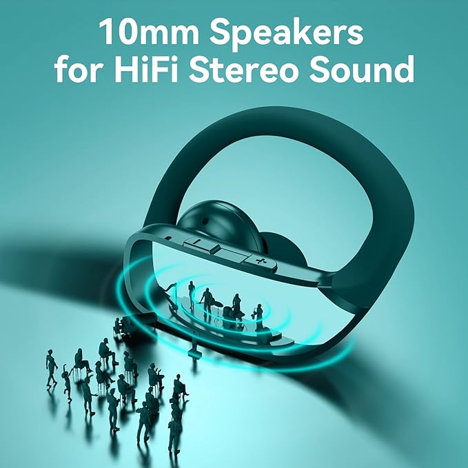 bmani Ear Buds Wireless Earbuds Bluetooth Headphones with 80H Playtime LED Display Case, Over-Ear Hook with Mic, Stereo Sound, Easy Button Controls, Sports Earphones for Running Workout Gym Green