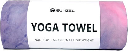 Eunzel Hot Yoga Towel Non Slip Yoga Mat Towel Non-Slip Sweat Absorbent Microfiber Towel for Hot Yoga, Pilates and Workout 72" x 26.5", Purple & Blue
