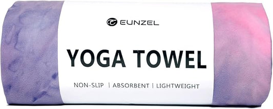 Eunzel Hot Yoga Towel Non Slip Yoga Mat Towel Non-Slip Sweat Absorbent Microfiber Towel for Hot Yoga, Pilates and Workout 72" x 26.5", Purple & Blue