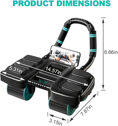 2025 New Automatic Rebound Ab Roller Wheel with Elbow Support & 4-Wheel Design - Core Exercise Equipment for Home Gym, Abdominal Workout Machine for Men/Women, Belly Fat Burner,Portable Fitness Roller Wheel
