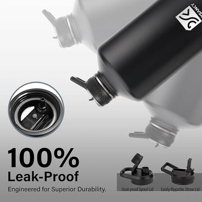 1 Gallon Water Bottle Insulated | Thickened Stainless Steel Vacuum Metal Water Jug | Portable Sports Large for Gym and Hiking with Straw, Carrier Bag, Handle Strap | BPA-Free 128 oz