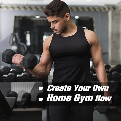 RITFIT 300/350/450/650/180/200/210 LB Rubber Hex Dumbbells Set with Optional Dumbbell Rack, Multi Weight Set to Choose, Ideal for Home Gym and Fitness