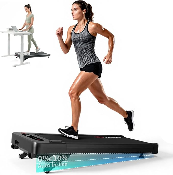 Yesoul Walking Pad Treadmill with 10% Auto Incline, Under Desk Treadmill for Home Walking, Hiking & Running, 300lbs Capacity, Smart App Scenic Routes & Live Classes, Remote & LED Display