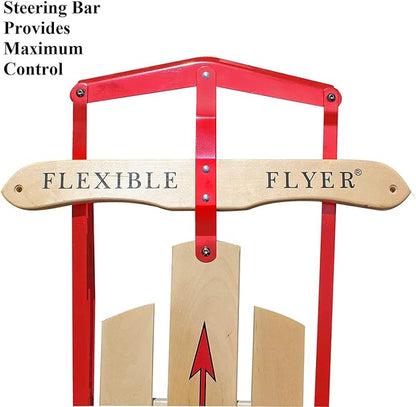 Flexible Flyer Metal Runner Sled. Steel & Wood Steering Snow Slider