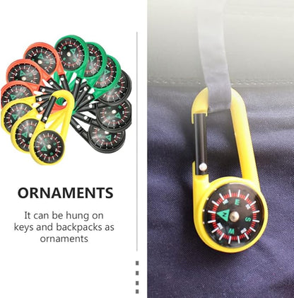 12Pcs Carabiner Compass for Kids Compass Hiking Mini