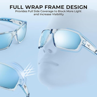 KastKing Chippewa Polarized Fishing Sunglasses, UV400 Protection Full Wrap Frame Sports Cycling Sunglasses, 1.0mm TAC Lenses