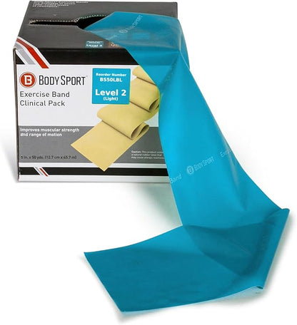 Body Sport Exercise Bands - Resistance Bands in 50 yard Rolls for Fitness, Stretching, or Physical Therapy