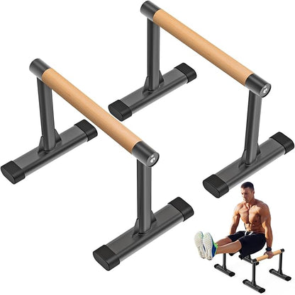 Kipika Parallettes Bars, Push Up Bars & Dip Bar with Comfort Thick Handles, Rock-Free Fitness Equipment for Handstand, L-Sit, Gymnastics & Strength Training, 600lbs Capacity, 12" Height
