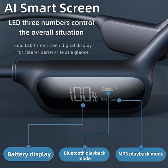 IHAO Swimming Headphones True Bone Conduction Open Ear Headset MP3 Player Built-in 32G Memory IP68 Underwater Waterproof Stereo Bluetooth Earphone for Driving Bicycling Running Skiing-X10 Black