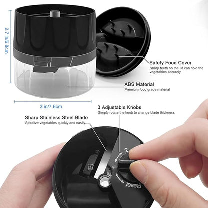 3 in 1 Vegetable Spiralizer Slicer, Adjustable Zucchini Carrot Noodle Maker, Cucumber Spiral Cutter, Easy to Use Kitchen Tool（Black）