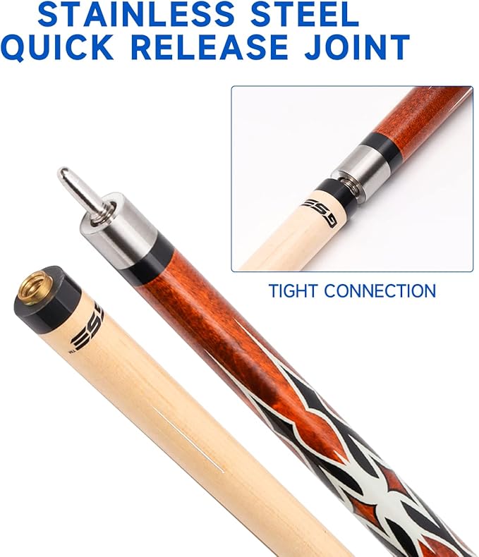 GSE Games & Sports Expert 58" 2-Piece Canadian Maple Hardwood Billiard Pool Cue Sticks for Men/Women, House or Commercial/Bar Use (Several Colors, Weight 18oz, 19oz, 20oz, 21oz Available)