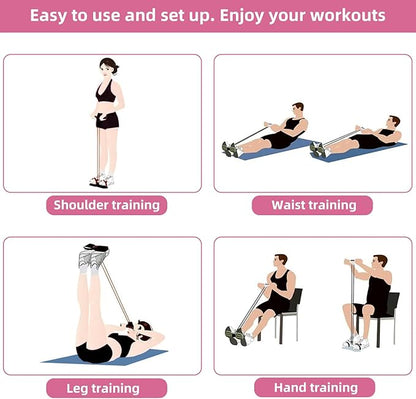 Multi-Function Tension Rope – 4 Tube Resistance Bands with Handles – Sit Up Exercise Equipment Home Gym Tummy Trainer for Men Women