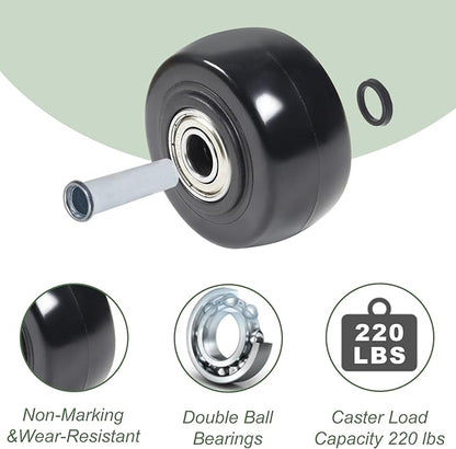 2.5" x 1.25" 4Pcs Push Cart Wheels 2.5 Inch PU Caster Wheels Just Wheel, 3/8" axle Small Plate Casters, Roller Wheel with Bearing Replacement Wheels for Laundry Cart Cargo Elevator Hand Truck