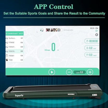 GYMAX Walking Pad, 4.75HP Under Desk Treadmill with LED Touch Screen, App Control, Built-in Speaker & Handle, 2 in 1 Folding Compact Portable Treadmill for Home Small Space