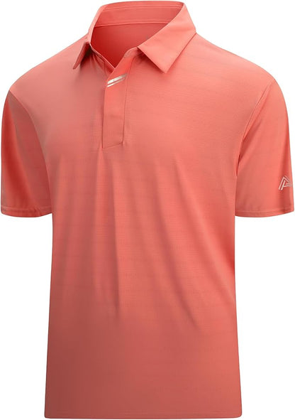 Esabel.C Jacquard Golf Shirts for Men Moisture Wicking Short Sleeve Performance Dry Fit Active Mens Polo Shirts