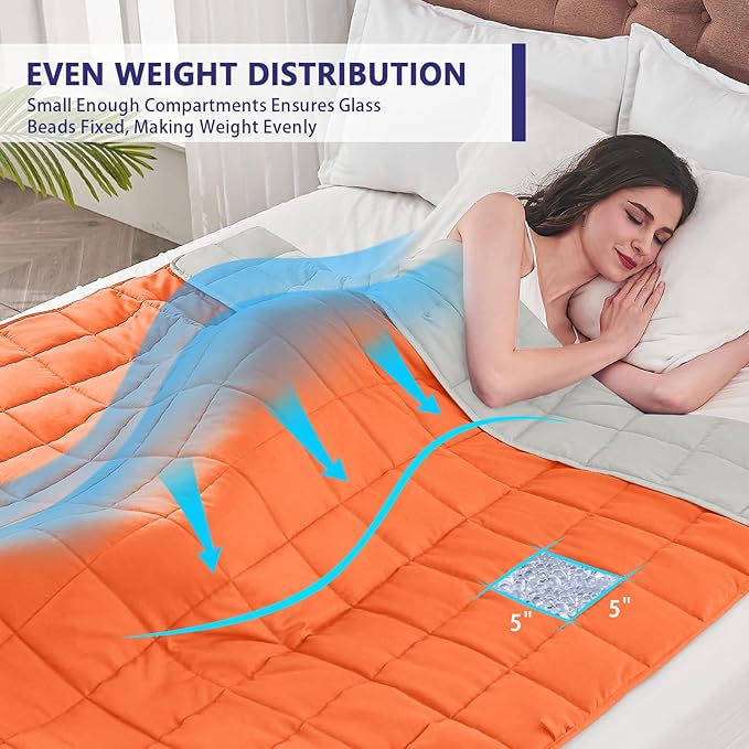 King Size Weighted Blanket for Adults (25 lbs, 80” x 87”, Orange) Cooling Heavy Blanket for Sleeping Perfect for 240-260 lbs, Breathable Blanket for Adults & Couple All Season, Machine Washable