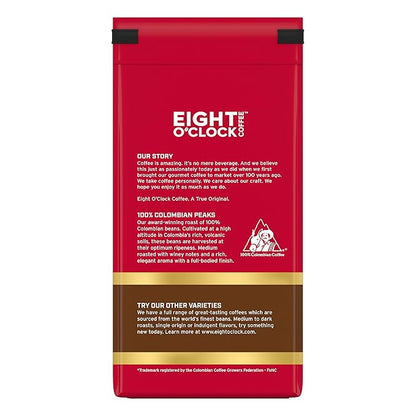 Eight O'Clock Coffee 100% Colombian Peaks Ground Coffee, Medium Roast, 11 Ounce (Pack of 6) - Rich, Winey & Full Bodied