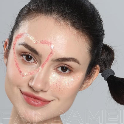 FANDAMEI Face Glitter, Body Glitter for Women, 2PCS 8 Colors Glitter Gel for Face, Hair Glitter for Kids, Fairy Rave Mermaid Makeup