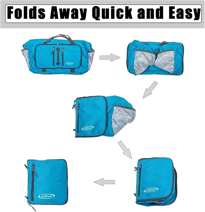 G4Free 40L/65L Foldable Duffel Bag, Water-Repellent Travel Backpack, Lightweight Carry Bag for Overnight Weekender Sports Men Women