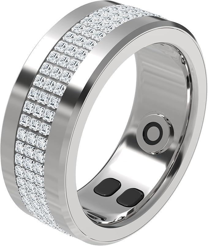 Jewels Smart Ring Health Tracker 18.2mm, 5 Days Working Time, Sports Mode, Sleep Monitor, Heart Rate, Calorie Counter, Blood Oxygen – Silver