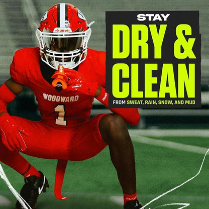 Streamer Football Towel, Sports Towel with Hook and Loop Fastener to Clean Football Visor and Gloves (Green, Adult)