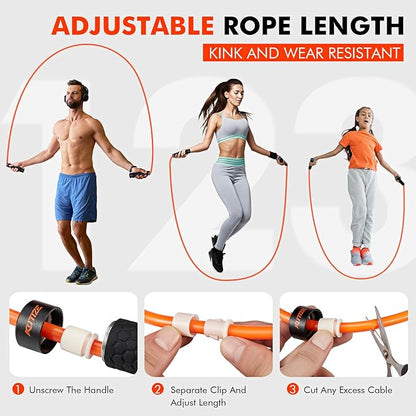 Jump Rope, Weighted Jump Rope for Men Women, Adjustable 1lb Heavy Skipping Ropes, Suitable for Boxing, Cardio, Home Fitness, Training Muscle, Home Gym Workout Equipment for Full Body Exercise