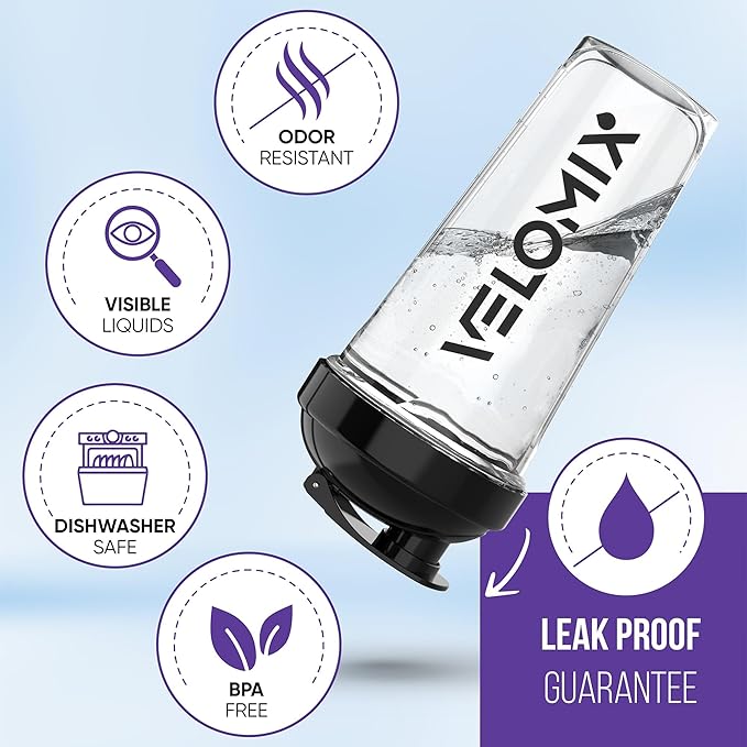 '-2 Pack- 28 oz Protein Shaker Bottles for Protein Mixes - 2x Wire Whisk | Leak Proof Shaker Cups for Protein Shakes | Protein Shaker Bottle Pack (Black/Transparent)