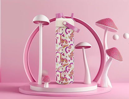 26 oz Insulated Water Bottle with 2-in-1 Straw and Spout Lid, Keep Cold 24H, Leak-Proof, Fits in Car Cup Holder, Stainless Steel Water Bottle for Sports, Travel, Gym, and School (Petal Path)