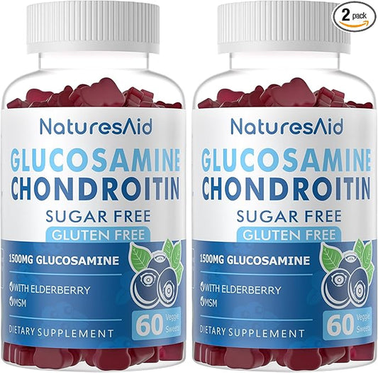 Glucosamine Chondroitin Gummies with MSM & Elderberry Extra Strength - Joint Support, Antioxidant Immune Support Supplement for Adults, Men & Women.(2 Pack)