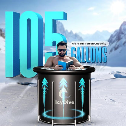 17-Piece XL Portable Ice Bath Tub for Adults -105 Gal 5-Layer Cold Plunge Tub with Water Chiller Included & Thermometer, Inflatable Ice Bath Tub w/ 400L Capacity, Athletes Indoor/Outdoor Recovery