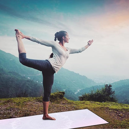 QiyI Yoga Mat Towel with Corner Pockets, Non Slip Sweat Absorbent Hot Yoga Towels, Soft Yoga Blankets with Travel Bag, Skidless Mat Cover for Workout, Gym, Fitness - 70"x26", Purple Mandala