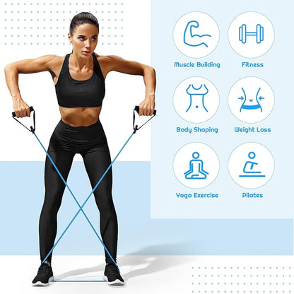 6 Pcs Fitness Resistance Exercise Bands 6 Tube Pedal Puller Resistance Band Set for Women Weight Loss Thigh Training Workout Equipment Elastic Arms Abdomen Shoulder Waist Leg Beginners Yoga
