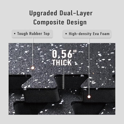 0.56in Thick 24 Sq Ft Exercise Equipment Mats 6 Tiles 24 x 24in