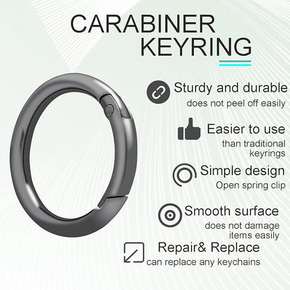 10 Pack 1-1/4Inch Trigger Spring O Rings, Metal Round Carabiner Clip Snap Hook, Spring Keyring Buckles for Replacement Purse Strap, Paracord Lanyard Clips, Keychain Rings Hardware DIY Crafts Making